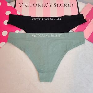 Victoria's Secret 2pk Seamless Stretch Nylon Thong Panties Size Sm